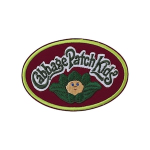 Broderad tyglapp för barn med kål | Retro tecknad stryk-på-tyg