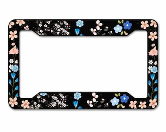 Portamatrículas delantero de metal con diseño floral, accesorios para coche de mujer, (31 cm x 16 cm)