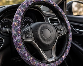 Floral Watercolor Boho Steering Wheel Cover | Non-Slip Grip Car Accessories