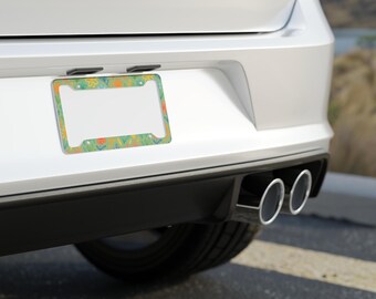 Floral Front Back License Plate Frame | Pastel Flower Women Car Accessories, Gift for Her