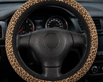 Funda antideslizante para volante de coche con estampado de leopardo, accesorios para coche, regalo para él.