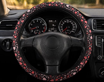 Funda antideslizante rosa con forma de corazón para volante / Poliéster estilo neopreno, regalo para amantes de los coches