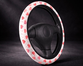 Non-Slip Pink Heart Steering Wheel Cover | Playful Neoprene Car Interior Accessories