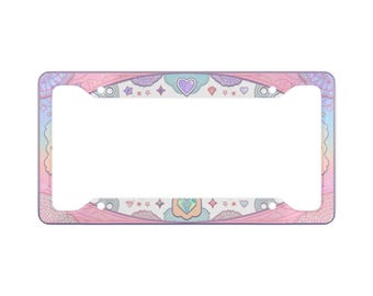 Pastell Magisches Herz vorne hinten Nummernschildrahmen | Wunderliches Autozubehör