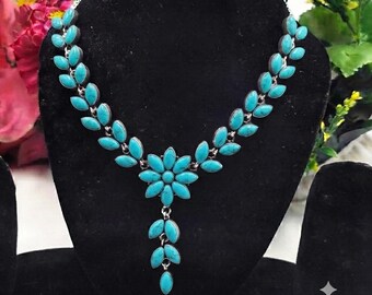 Vintage Navajo Kingman Mine Turquoise Sterling Silver Squash