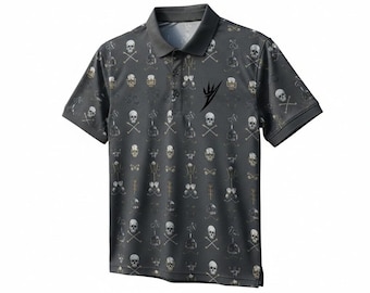 Conjunto de 4 polos para hombre con estampado de calaveras, paquete de polos góticos, camisetas casuales de estilo urbano para hombre, regalo perfecto para quienes buscan una camiseta con estampado de calaveras.