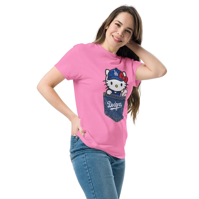 Hello Kitty LA Dodgers T-Shirt - Cute Hello Kitty Baseball Pocket Tee - Los Angeles Dodgers Hello Kitty tee - Dodgers Baseball