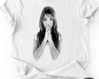Britney betet PNG, Y2K Popkultur Sublimationsdesign, Retro 2000er Jahre Popstar Digitaler Download, trendige Grafik-T-Shirt-Designdatei für pod