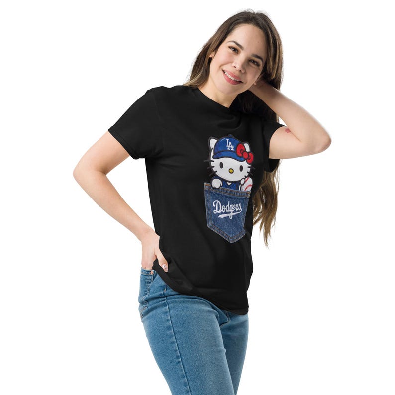 Hello Kitty LA Dodgers T-Shirt - Cute Hello Kitty Baseball Pocket Tee - Los Angeles Dodgers Hello Kitty tee - Dodgers Baseball