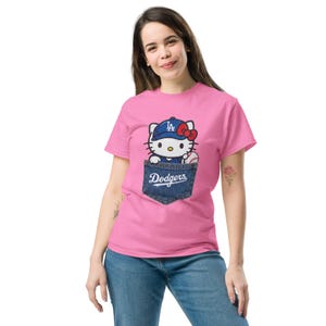 Hello Kitty LA Dodgers T-Shirt - Cute Hello Kitty Baseball Pocket Tee - Los Angeles Dodgers Hello Kitty tee - Dodgers Baseball
