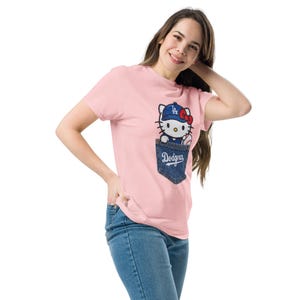 Hello Kitty LA Dodgers T-Shirt - Cute Hello Kitty Baseball Pocket Tee - Los Angeles Dodgers Hello Kitty tee - Dodgers Baseball