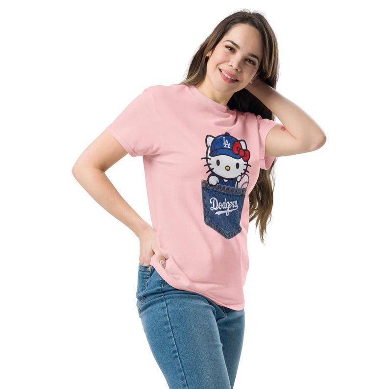Hello Kitty LA Dodgers T-Shirt - Cute Hello Kitty Baseball Pocket Tee - Los Angeles Dodgers Hello Kitty tee - Dodgers Baseball