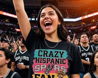 Verrückte Hispanic Spurs Fan png | Basketball Team Pride, Retro Grafik