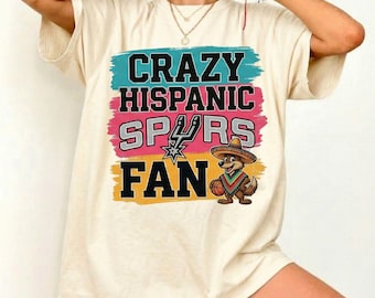 Crazy Hispanic Spurs Fan T-Shirt | Basketball Team Pride, Retro Grafik Unisex T-Shirt