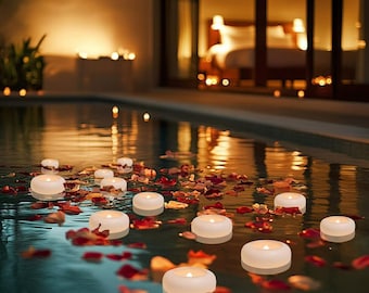 Candele LED galleggianti senza fiamma, lumini galleggianti a batteria, decorazioni per piscina e bagno, luci per centrotavola nuziali, atmosfera romantica