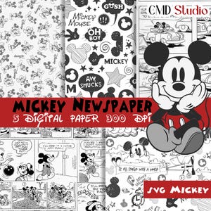 Musse Pigg Tidningstextur Bakgrund Digitala papper Gratis SVG