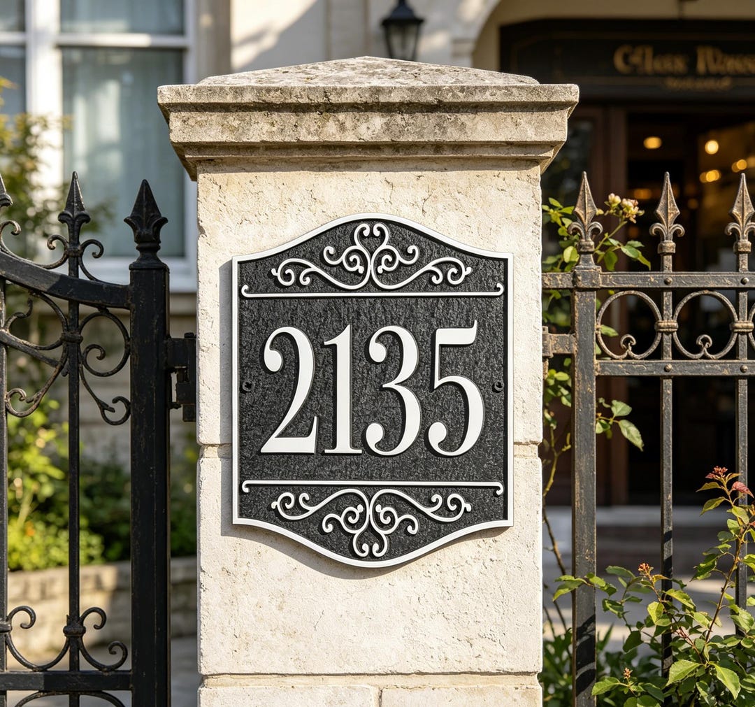Shape Address Custom Address Plaque Ornate Shield-shaped Metal Home Address Plate ...