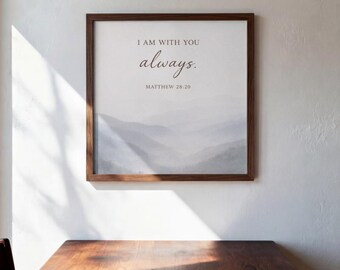 Minimalist Christian Wall Art, Matthew 28:20 Bible Verse Print (Digital Download)