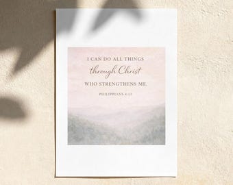 Philippians 4:13 Christian Wall Art, Rest in Christ Scripture Print (Digital Download)