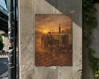 Christian Tractor Art Print, Rest in Finished Work, Bible Verse Scripture (Digital Download)
