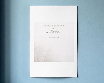 Christian Wall Art, "There Is No Fear In Love" Bible Verse Print (Digital Download)