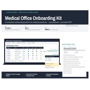 Medical Office Onboarding Checklist | New Hire Training Tracker | Front Desk & Clinical Onboarding Kit | Excel Google Sheets + Printable PDF