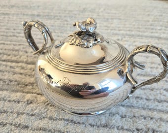 Sucrier ancien en argent, France, Cailar Bayard Art nouveau, 1888-1913, cadeau d'anniversaire