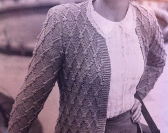 1940s design- Starfish stitch cardigan b38 b40 b42 Australian  knitting epattern