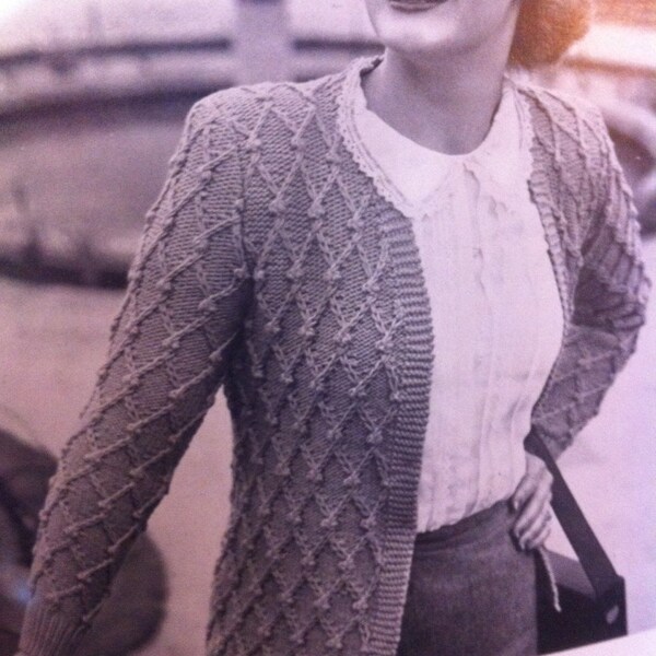 1940s design- Starfish stitch cardigan b38 b40 b42 Australian  knitting epattern
