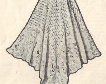EDEN Lacy shawl or baby blanket - pineapple stitch- fern stitch- Australian Knitting epattern