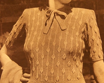 Australian 1940s style- Knitting ePattern, Cardigan / Twin Set- "Anne"- Larger Size b40 b41 plus size vintage design