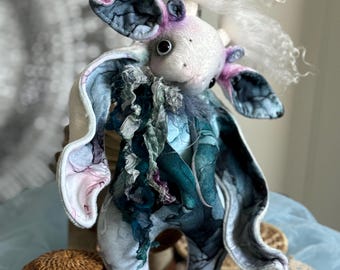 Mizuki – OOAK Watercolor Axolotl Plush Doll – Japanese Anime Inspired Art Toy
