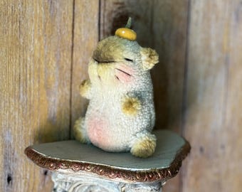 Pelúcia artesanal de capivara com tangerina, peça única, brinquedo de pelúcia kawaii.