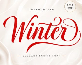 Winter Script Font OTF TTF, Elegant Calligraphy Font for Cricut, Canva, Logo, Invitations, Branding