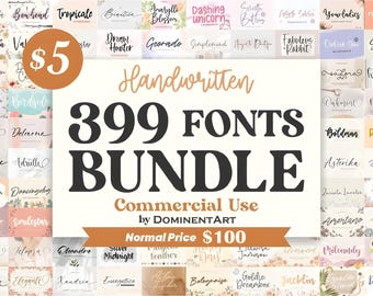 Handwritten Font Bundle OTF TTF, 399 Script Pack for Cricut Canva Procreate
