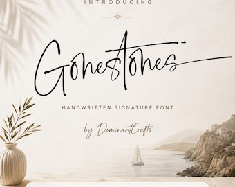 Gonestones Signature Font OTF TTF, Handwritten Logo Font for Cricut Canva