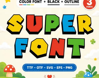 Super Font Bundle TTF OTF SVG, Cartoon Kids Typeface Black Outline Png, Eps
