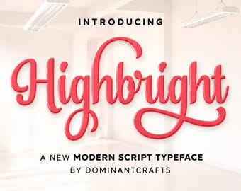 Modern Script Font, Highbright Handwritten Font OTF TTF for Cricut Canva