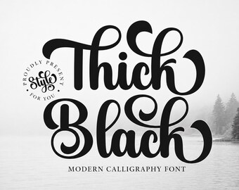 Thick Black Font OTF TTF, Modern Calligraphy Typeface for Cricut Canva