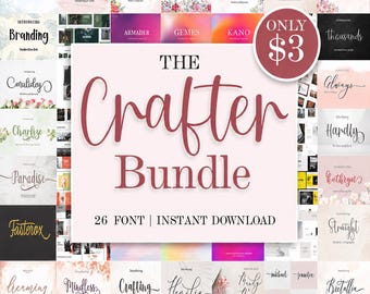 Craft Font Bundle, 26 Swirly Handwritten Script Fonts for Cricut Canva Procreate