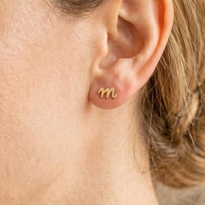 Custom Sterling Silver Initial Stud Earrings, Personalized Monogram Letter Earrings, Gold Alphabet Earrings Minimalist Jewelry Best Mom Gift