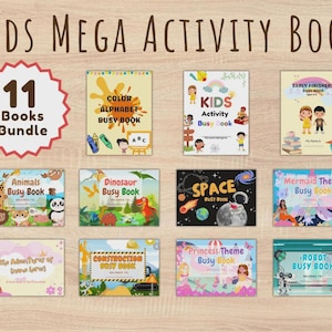 Mega Busy Book Printable Bundle, 600+ Pages Toddler Learning Binder, Editable Preschool Book, Montessori Homeschool Kids Activities Book PLR
