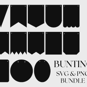 Paquete de banderines SVG PNG Guirnalda Banner SVG Archivo de corte Bandera de banderín Svg Banner de fiesta Cricut Silhouette Dxf Eps Descarga digital Clipart