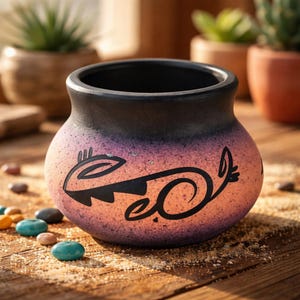 Mini jarrón de cerámica artística del suroeste firmado