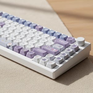 Purple Cat Keycap Set PBT Material Genshin Impact Theme for Mechanical Keyboards