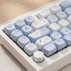 Conjunto de teclas Puppy Cat Kitty | Teclas PBT para teclado mecânico (96 teclas)