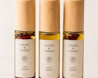 Soft Armor Perfume Oil | Rose, Bergamot & Sandalwood | Botanical Roller Perfume | Gift for Her