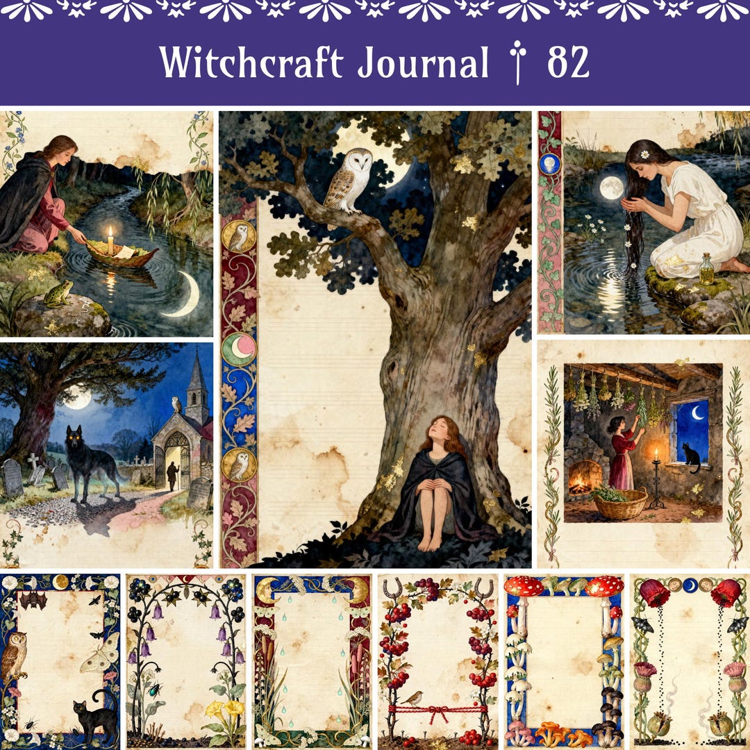 Witchcraft Junk Journal Pages, Medieval Grimoire Ephemera, Pagan Book ...