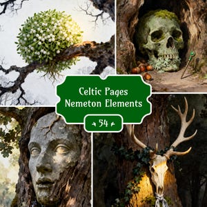Celtic Sacred Grove Ritual Elements Ephemera Pages, Dark Forest Witchcraft Junk Journal, Digital Download