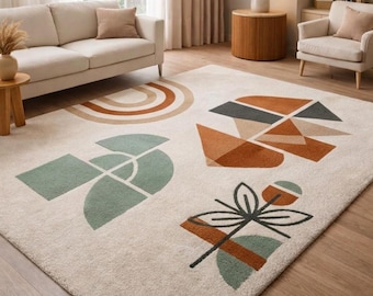 Handgetufteter Wollteppich, Handgetufteter Teppich, Wollteppich, Handgemachter Teppich für Wohnzimmer, Schlafzimmer, Wohnzimmer Teppich 200x300